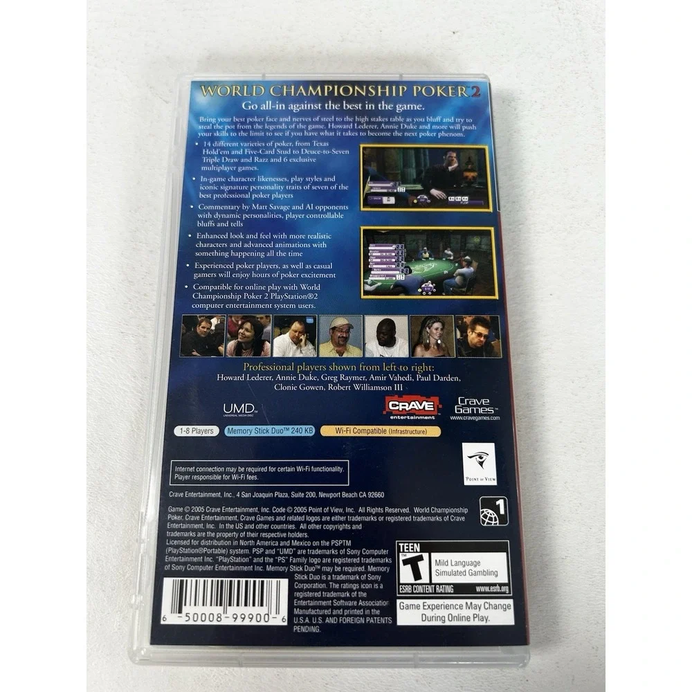 World Championship Poker 2 Featuring Howard Lederer PSP Game W/Manual & Case
